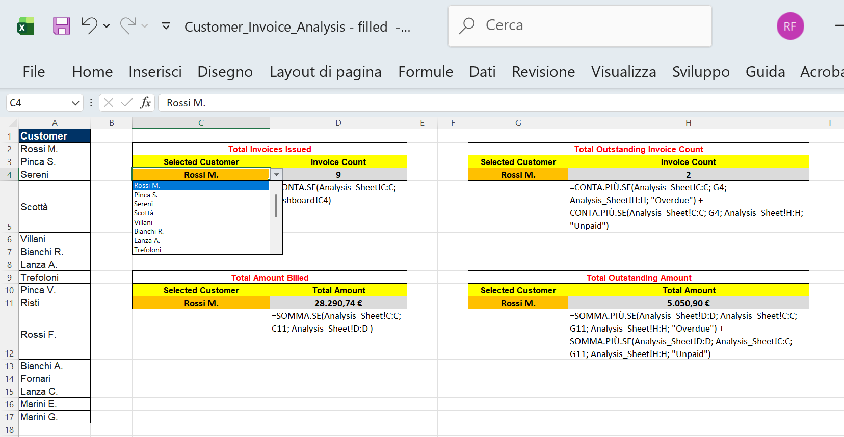 Screenshot 5 - Dashboard Setup and Formula Display