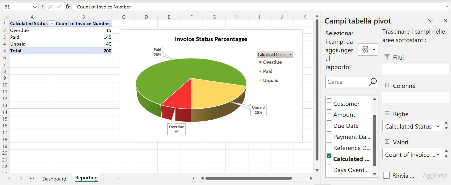 Screenshot 6 - Reporting Sheet Pivot Chart Setup